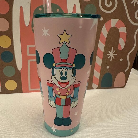 New 2025 Mickey Mouse Pink Nutcracker Christmas Tumbler with straw - Picture 5 of 7
